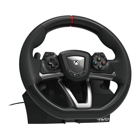 Black Wired Video Game Racing Wheel for Xbox Series X/S and Multi-Platform Compatibility - Overdrive Series